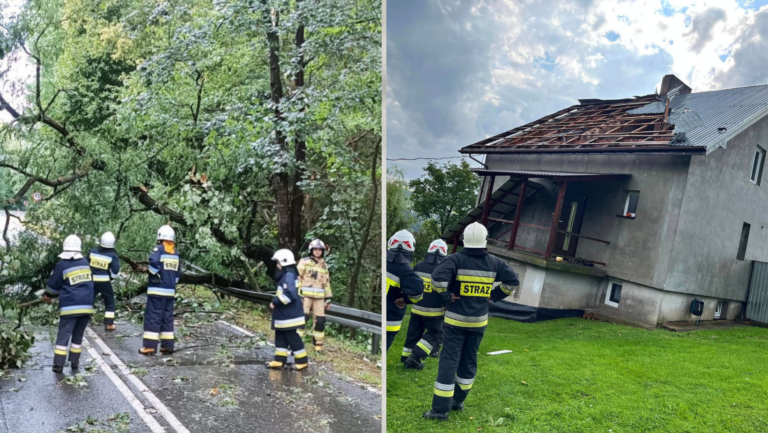 Kolejna nawałnica w regionie. 27 interwencji strażackich. Połamane drzewa, zerwane dachy, podtopienia