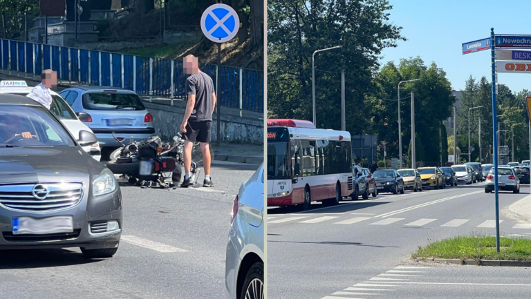 Nowy Sącz, ul. Lwowska. Wypadek z udziałem motocyklisty
