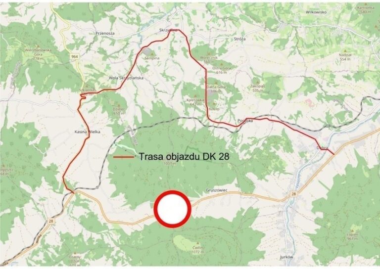 Trasa z Limanowej do Mszany Dolnej wydłuży się zimą o 60 kilometrów? Remont uszkodzonej DK28 potrwa dłużej niż zakładano