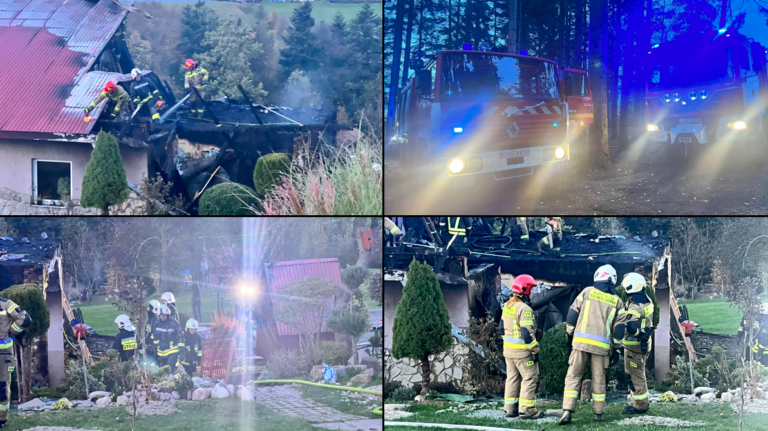 Pożar domu w Popowicach. Blisko dziesięć wozów strażackich na miejscu [ZDJĘCIA + FILM]