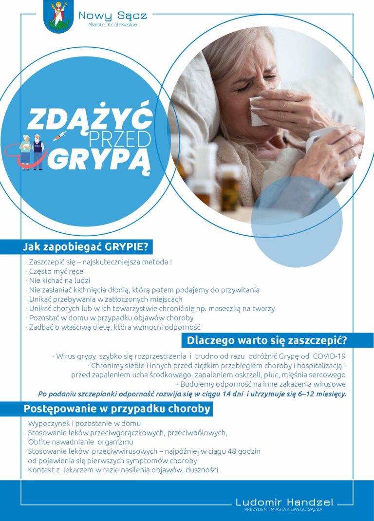 „Zdążyć przed grypą”- program szczepień ochronnych przeciwko grypie dla mieszkańców Miasta Nowego Sącza od 60 roku życia.”