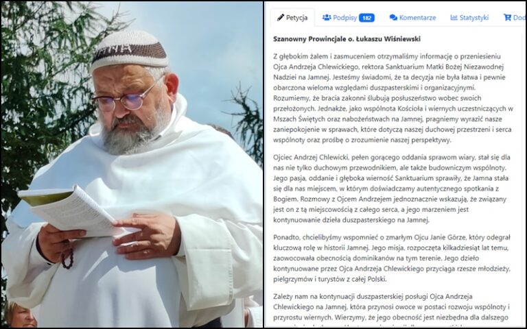 Wierni nie chcą, aby o. Andrzej Chlewicki odchodził z Jamnej. Proszą o zmianę decyzji [petycja]