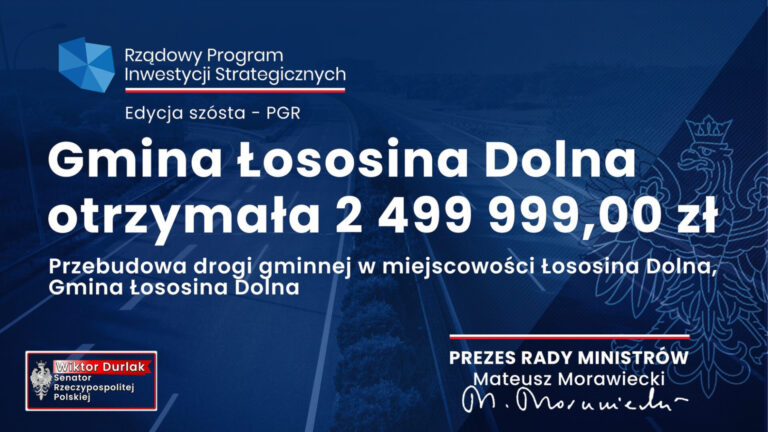 Kolejna droga w Gminie Łososina Dolna zostanie przebudowana dzięki środkom zewnętrznym!