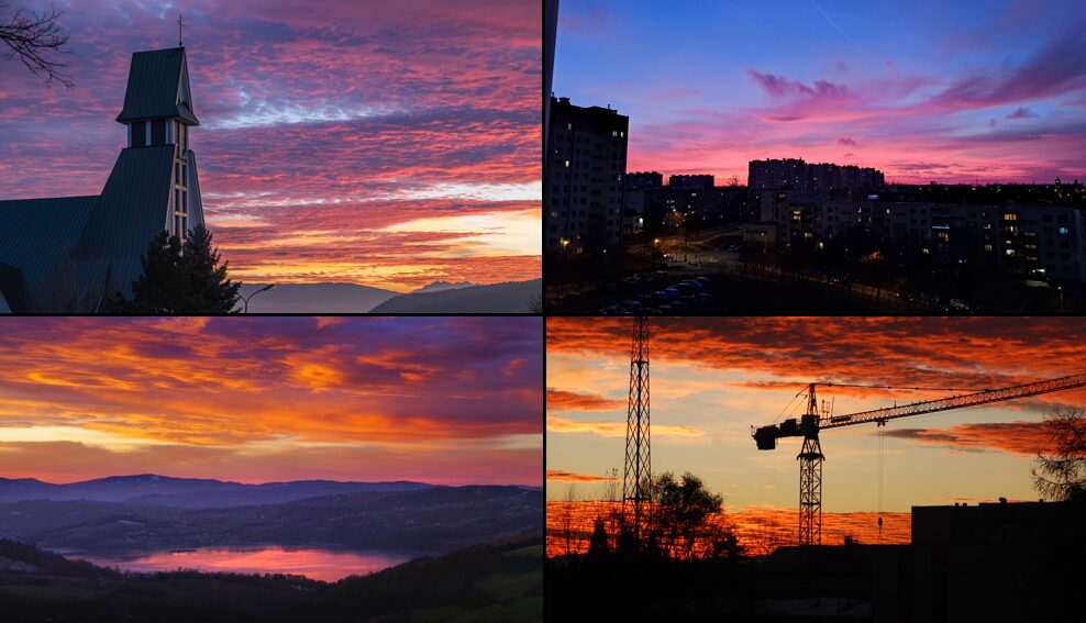 Nowy Sącz, fotografia, zjawisko, niebo, różowe, DTS24