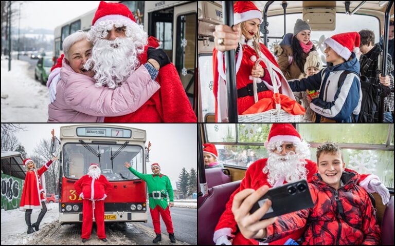 Nie na saniach, a autobusem Mikołaj przemierzał Nowy Sącz [FOTOGALERIA]