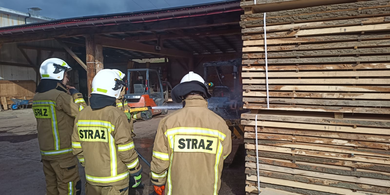 pożar wózka widłowego