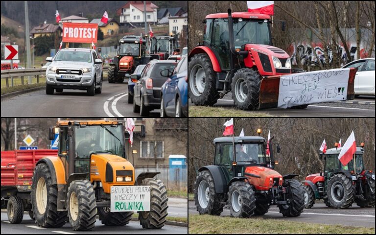 ,,Brukseli polityka niszczy rolnika”. Protest rolników na ulicach Nowego Sącza [FOTORELACJA]
