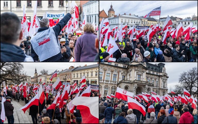 ,,Protest Wolnych Polaków” w Nowym Sączu. ,,Ruda wrona orła nie pokona”