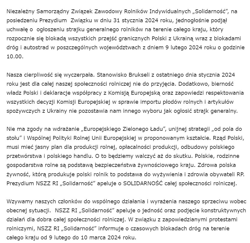 strajk rolników