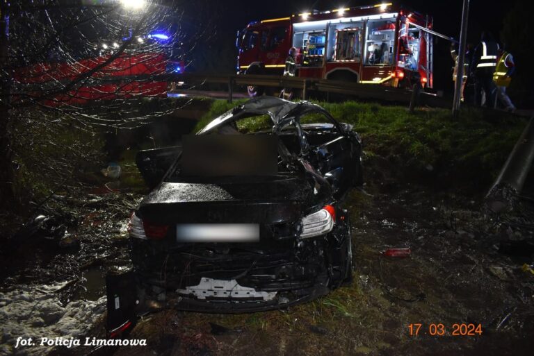 Dwóch mężczyzn zginęło w pożarze samochodu w gminie Mszana Dolna