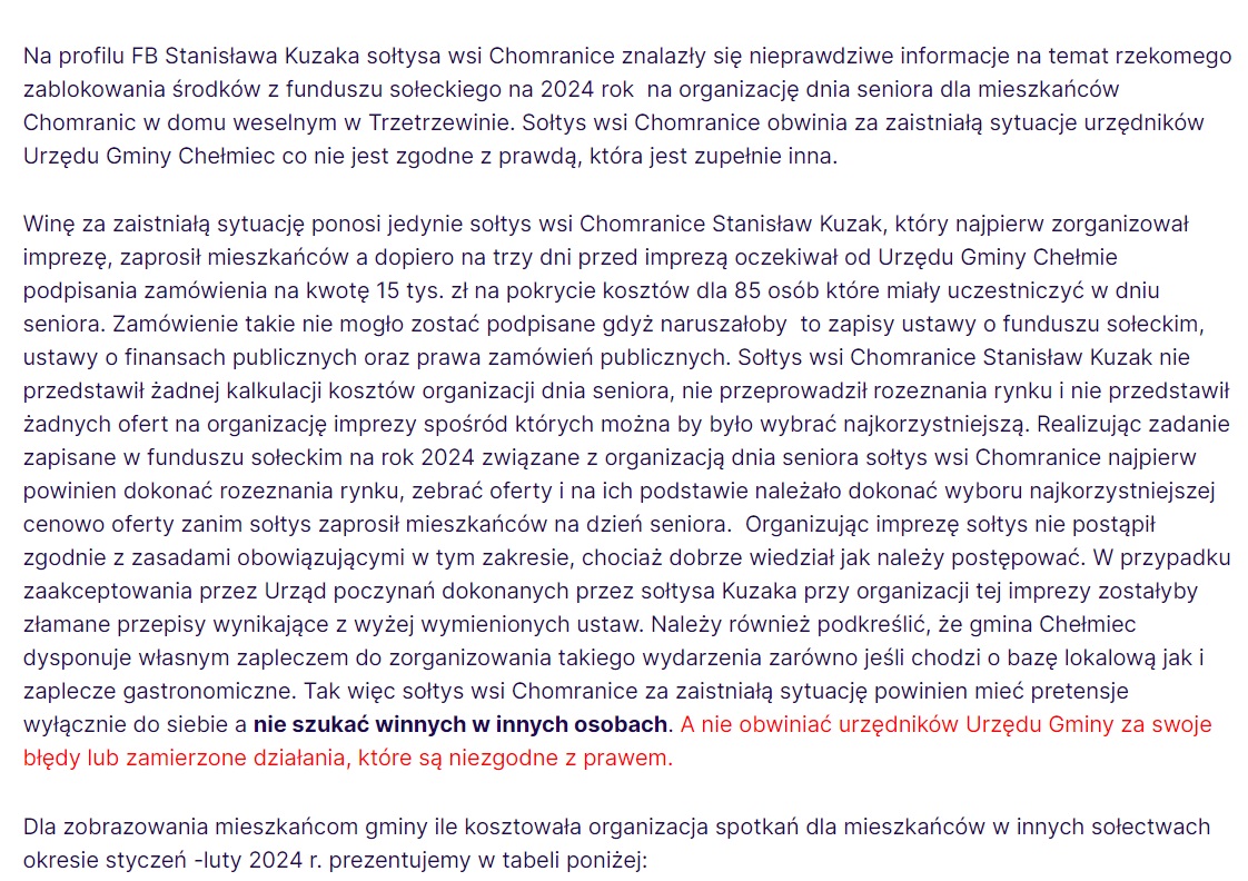 Chomranice Dzień Seniora