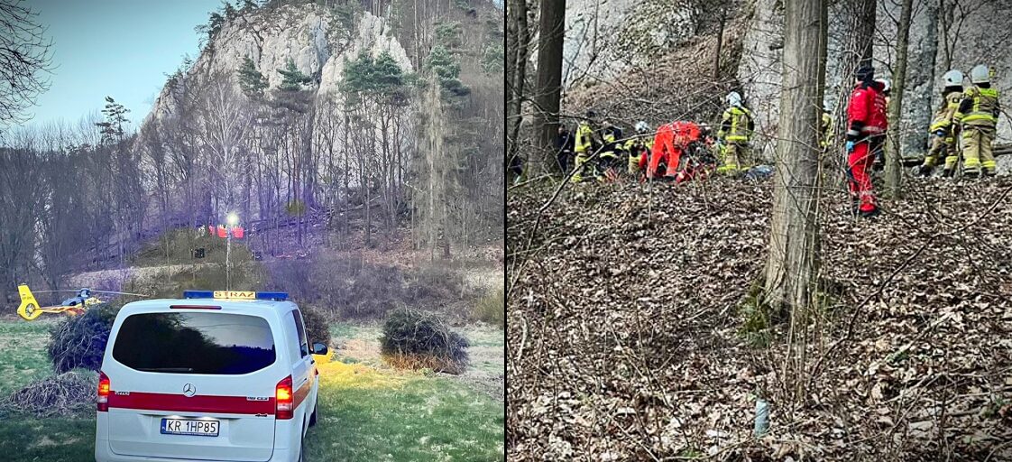 wypadek, Ojców, zdjęcia, spadł z wysokości, skały