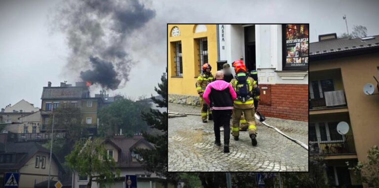 Pożar w centrum Gorlic. Trwa akcja gaśnicza. Ewakuowano mieszkańców kamienicy