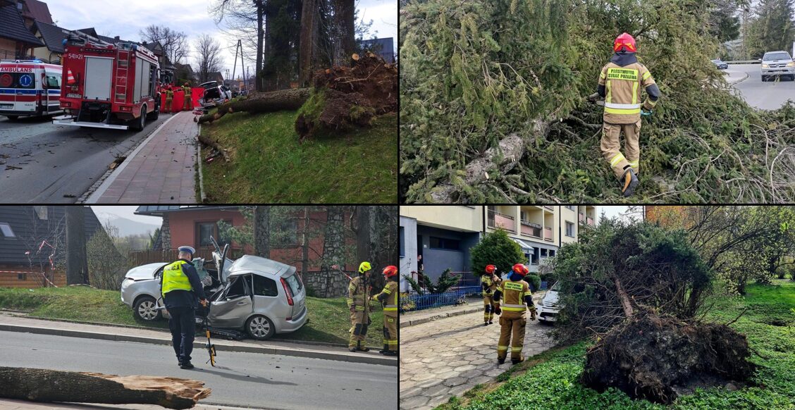 silny wiatr, nie żyje 5 osób, przyniecione przez drzewo, małopolska, zakopane, rabka-zdrój
