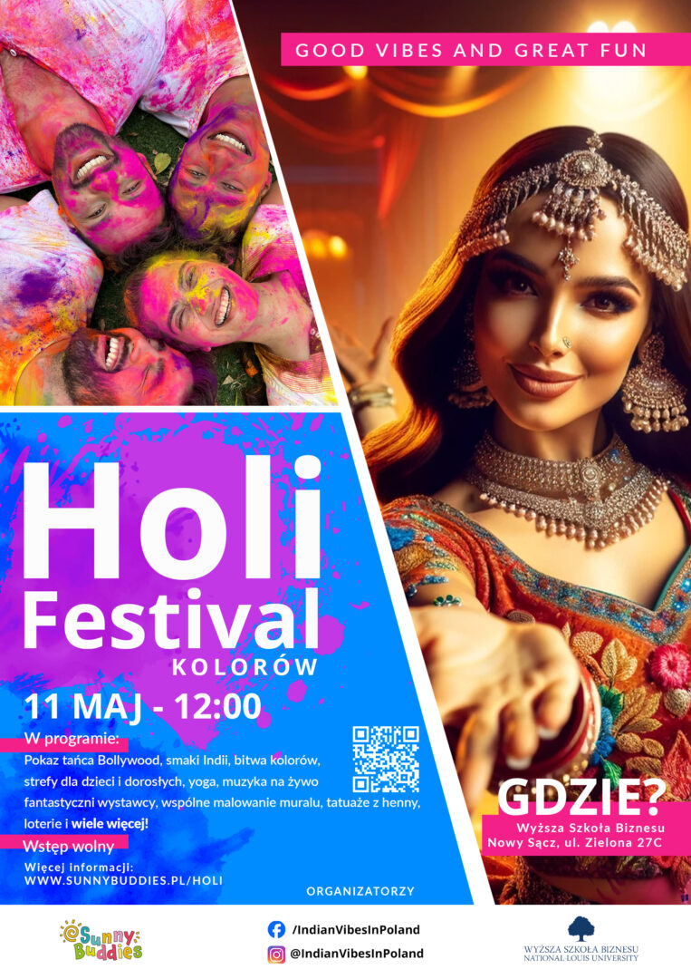 Już 11 maja o 12:00 w Nowym Sączu świętujemy Holi – Festiwal Kolorów! 🎉🎨