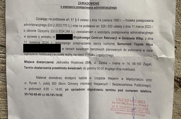 Przekazanie wojsku samochodu? Wysyłane są zawiadomienia