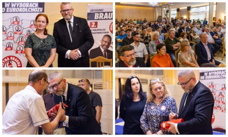 Grzegorz Braun w Nowym Sączu. Sala pękała w szwach. ,,Precz z komuną, precz z Czerwonym Ładem”