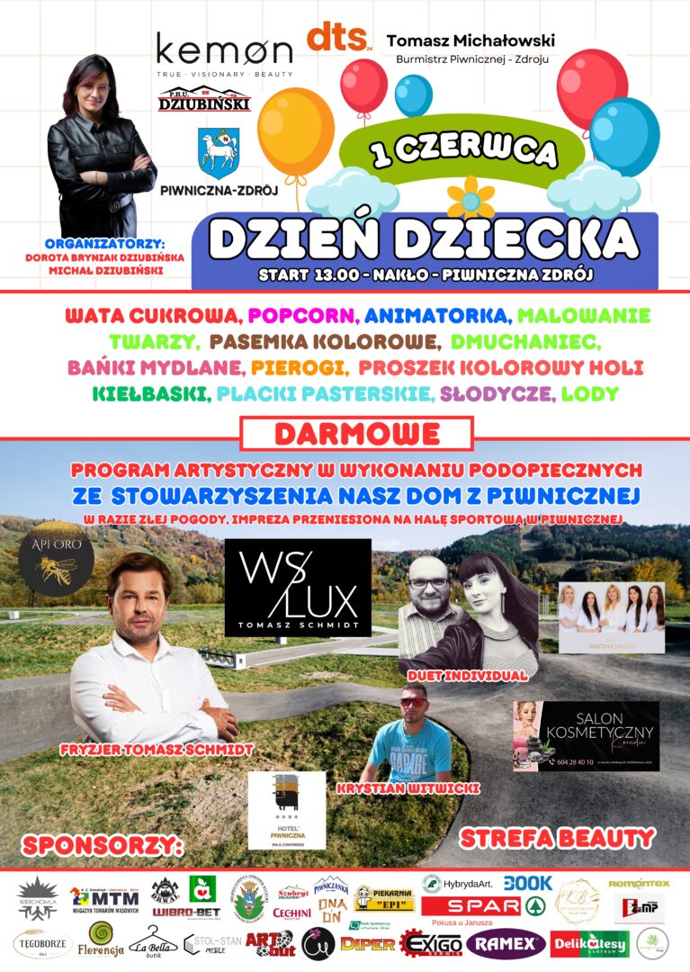 Piwniczna-Zdrój, dzień Dziecka, Dorota Bryniak, Nakło, Kemon, fryzjer, Tomasz Schmidt
