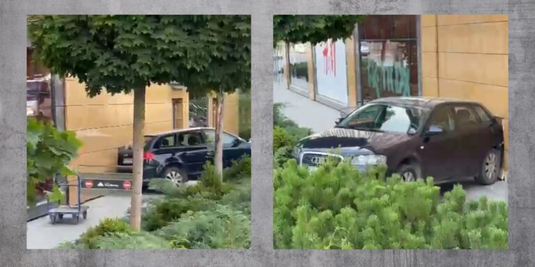 Nowy Sącz. Audi „zagarażowało” w ścianie Trzech Koron