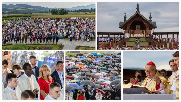 Kardynał Dziwisz w Starym Sączu: święci nie przemijają! Diecezjalne Święto Rodziny w strugach deszczu