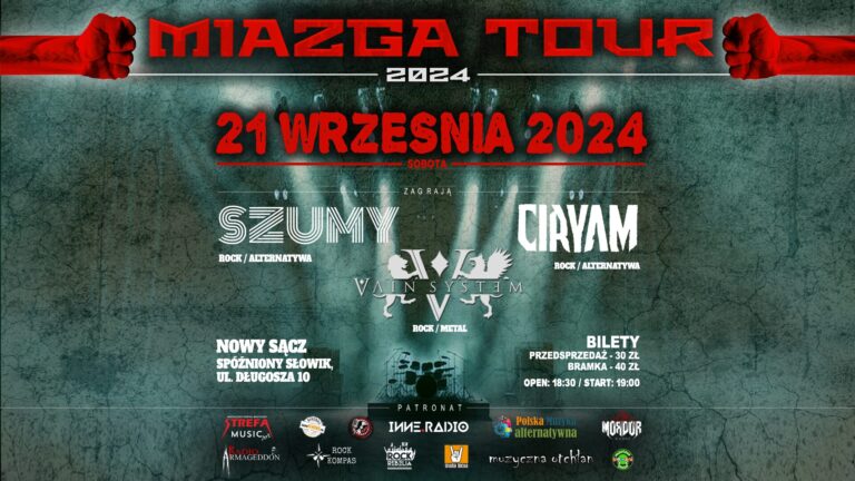 MIAZGA TOUR ’24: Ciryam, Szumy, Vain System w Słowiku [ZAPOWIEDŹ]