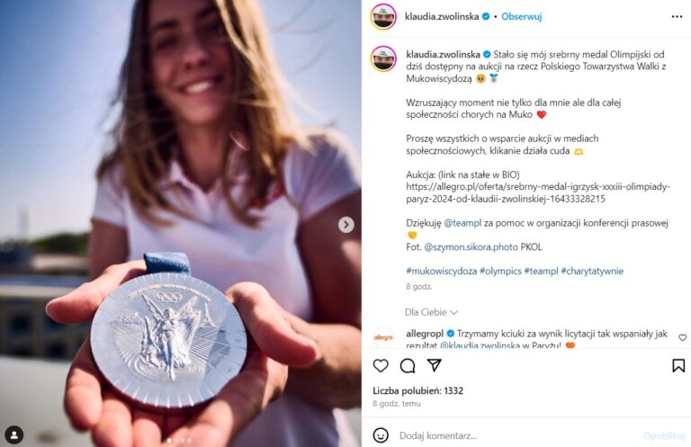Medal Klaudii Zwolińskiej już na sprzedaż. Cel jest szczytny
