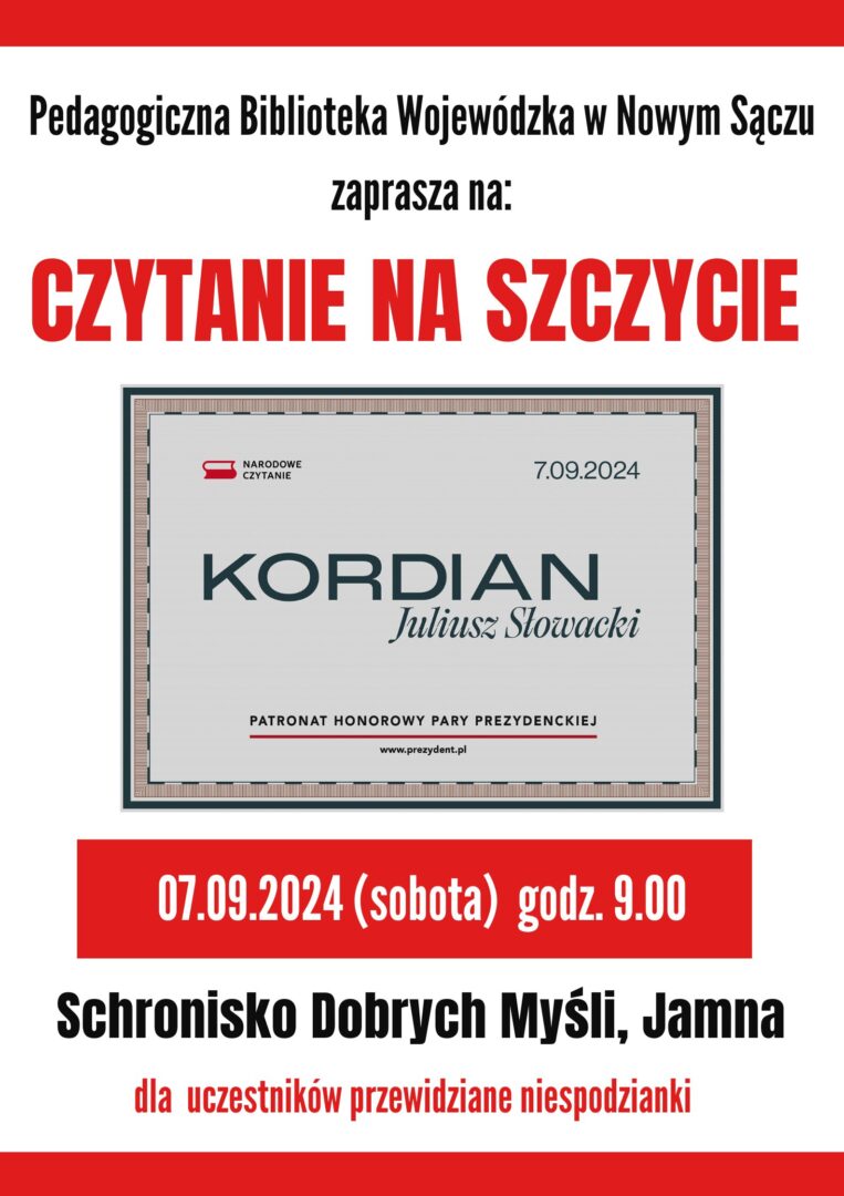 NARODOWE CZYTANIE 2024 – CZYTANIE NA SZCZYCIE