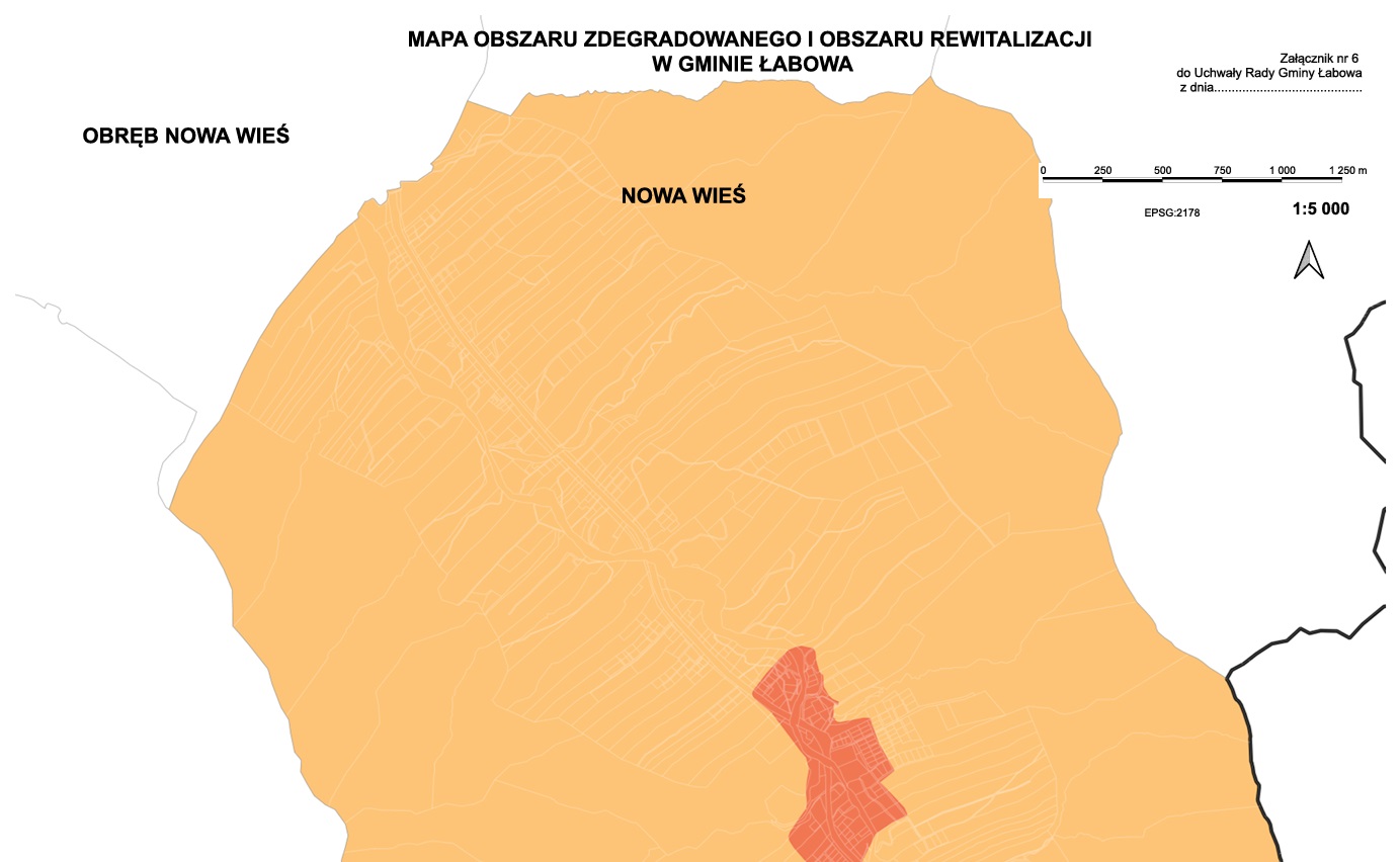 mapa obszaru zdegradowanego w gminie łabowa