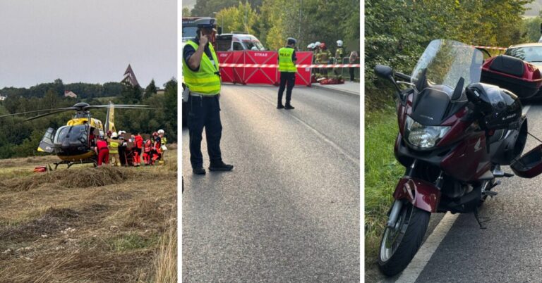 Siedliska. Motocyklista z Bobowej ciężko ranny w wypadku. W akcji Lotnicze Pogotowie Ratunkowe
