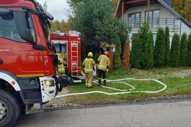 Garaż stanął w płomieniach. Zagrożony był budynek mieszkalny