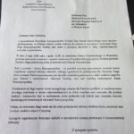 Formal Polish government letter with an eagle crest, dated Warsaw 16 April 2026, addressed to a school director regarding flag day ceremonies.