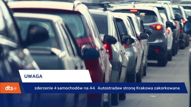 Kolizja czterech pojazdów na A4. Wielki korek w stronę Krakowa