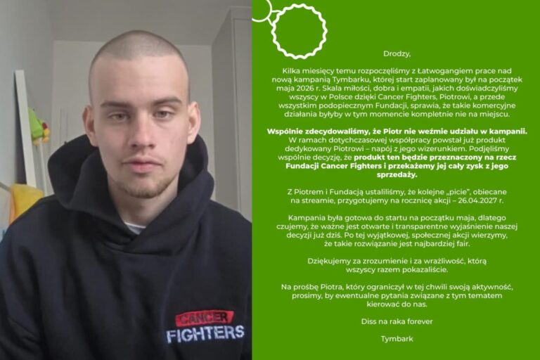 Łatwogang zrzeka się zysku ze sprzedaży napoju Tymbark. Dochód trafi na rzecz Cancer Fighters