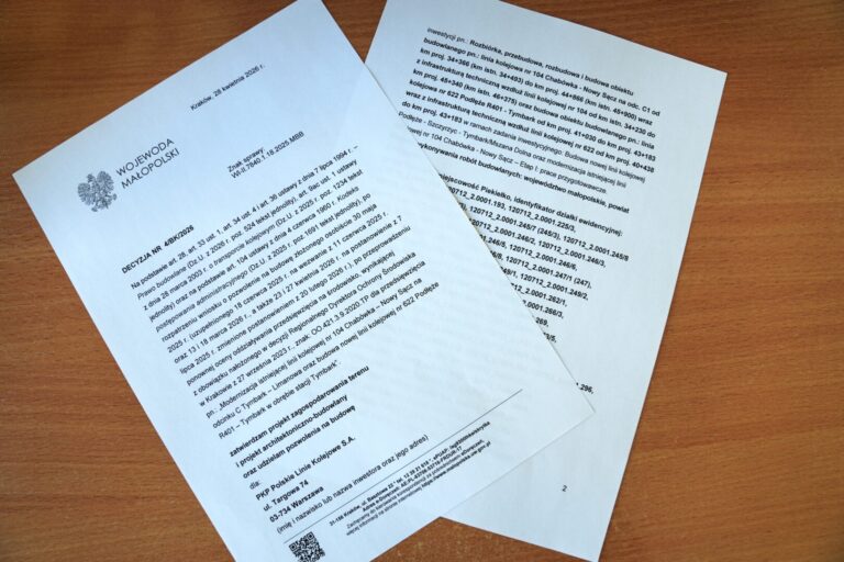 Jest pozwolenie na budowę dla kolejnej inwestycji na linii kolejowej nr 104 Chabówka – Nowy Sącz