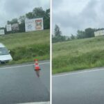 Poranny wypadek w Biczycach Dolnych. Samochód wypadł z drogi