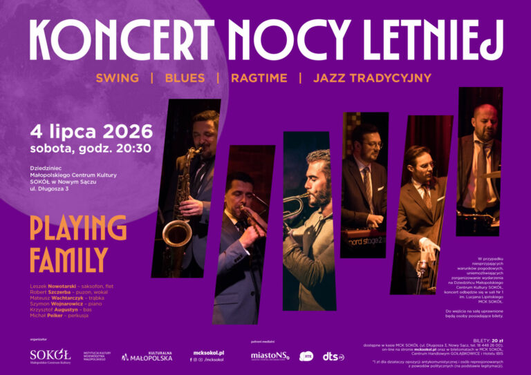 Koncert Nocy Letniej z legendą polskiego jazzu – Playing Family w MCK SOKÓŁ