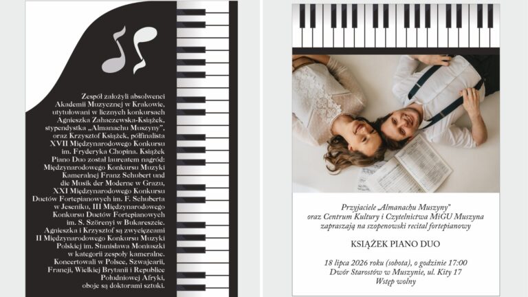 Chopinowski recital w Muszynie. Książek Piano Duo zagra w Dworze Starostów