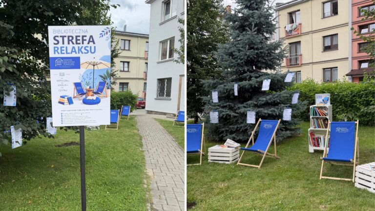 Letnia strefa relaksu przy Sądeckiej Bibliotece Publicznej. Odpoczynek z literaturą w plenerze